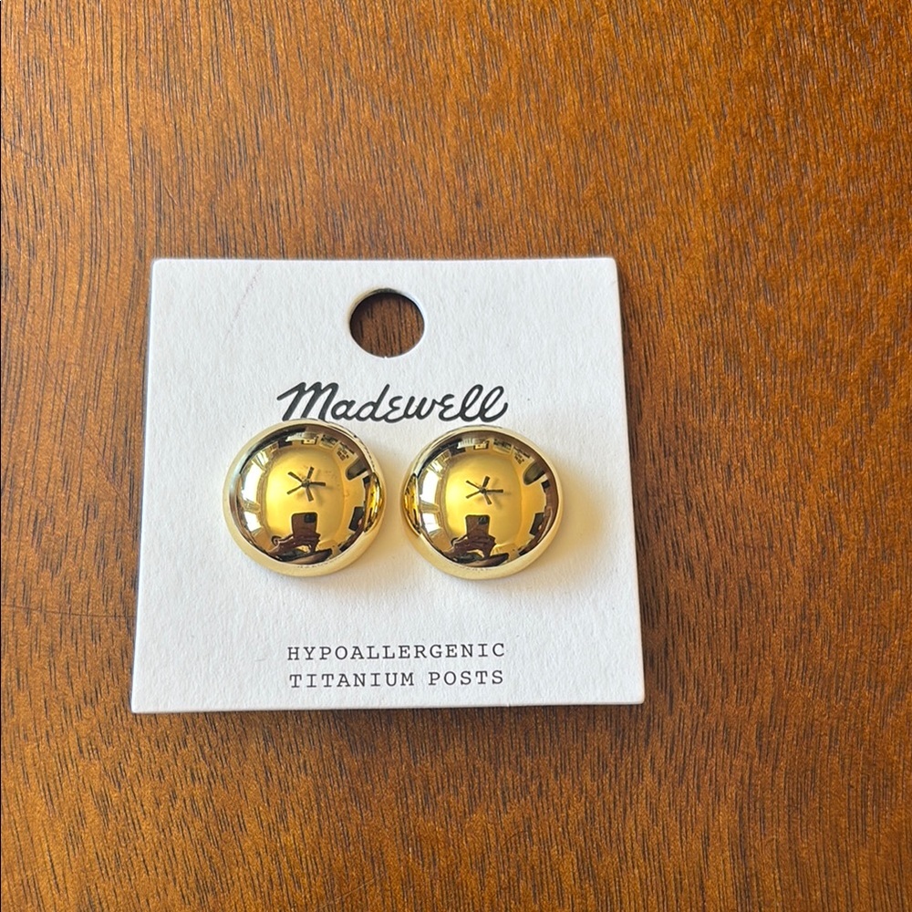 Madewell Gold Button Earrings